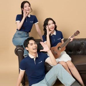 Alternative view of Áo thun đồng phục màu xanh đen phối màu be