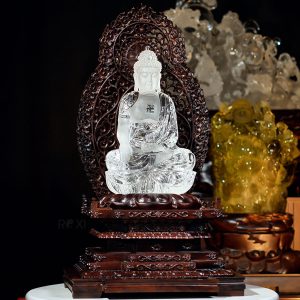 Alternative view of Tượng Phật A Di Đà đá thạch anh trắng VIP 9kg