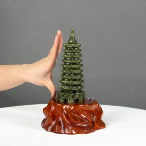Alternative view of Tháp văn xương ngọc Serpentine xanh 18cm